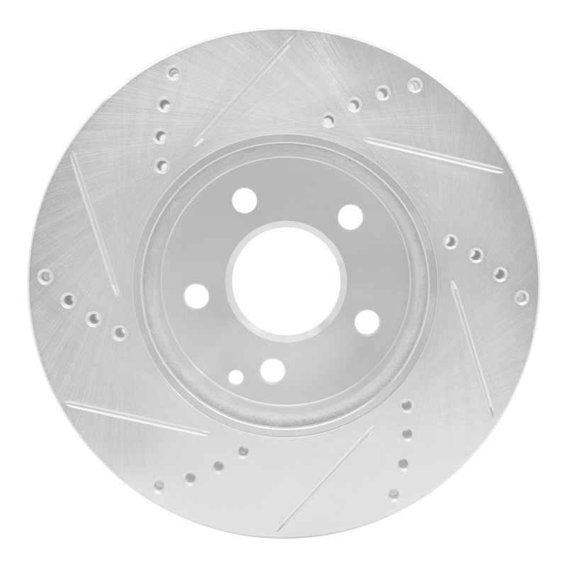 Mercedes-Benz E350 Brake Rotor (1) - Front Right - R1 Concepts - Drilled & Slotted - Silver - `03-`09